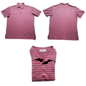 Peter Millar Summer Comfort Polo Shirt Men's L Pastel Rose Striped Short Sleeve